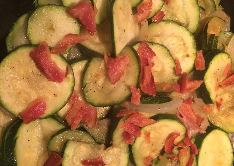 Steps to Prepare Super Quick Homemade Sautéed  Zucchini With Onions And Bacon