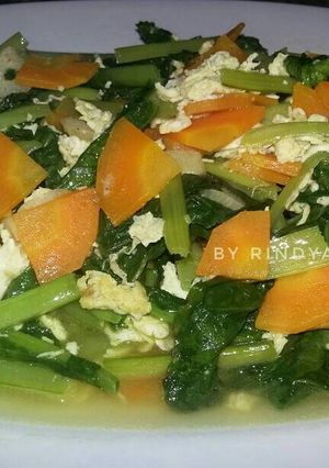 Foto resep Cah sawi telur wortel simple