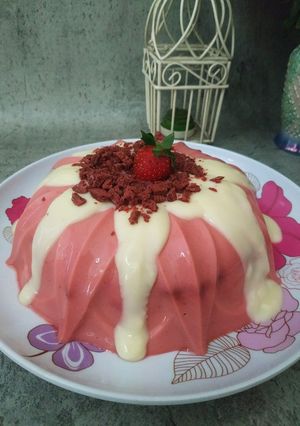 Foto resep Red Velvet Puding with Cheese Vla