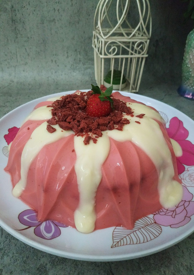 Foto resep Red Velvet Puding with Cheese Vla