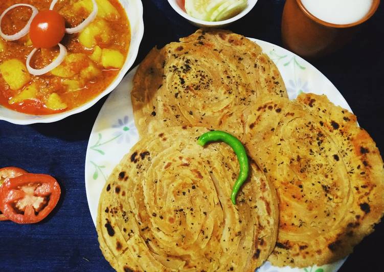 Easiest Way to Lachchha paratha with rasadar aloo