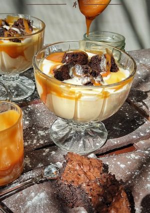 A picture of Salted caramel brownie Trifle.
