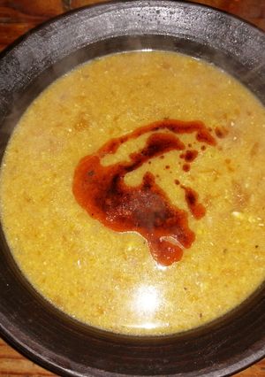Una foto de Porotos con mazamorra