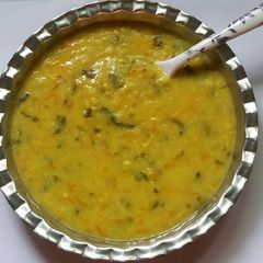 A picture of Moong dal and spinach.