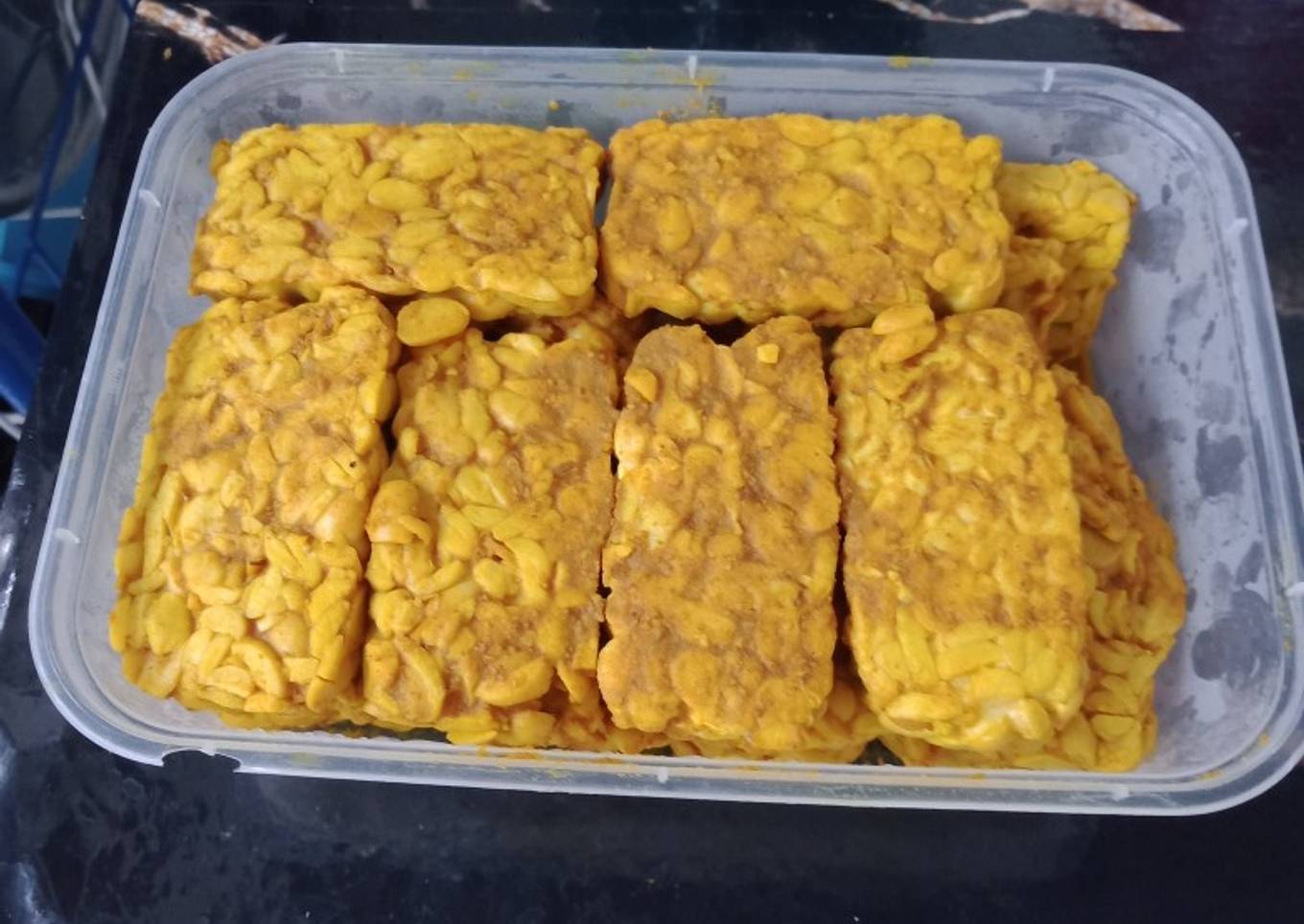 Tempe ungkep manis bumbu kuning