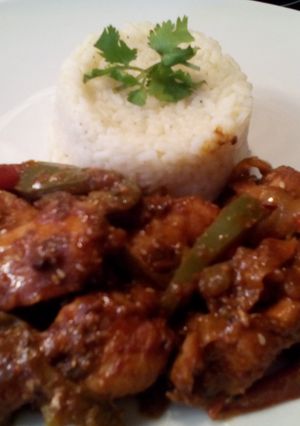 A picture of Sunshines chipotles smothered chicken.