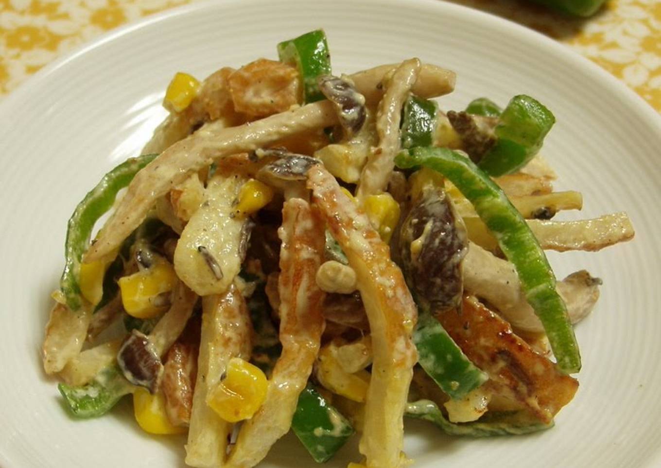 Chikuwa and Bell Pepper Stir-Fry with Yuzu Pepper and Mayo