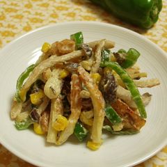 A picture of Chikuwa and Bell Pepper Stir-Fry with Yuzu Pepper and Mayo.