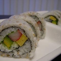 A picture of California Rolls.