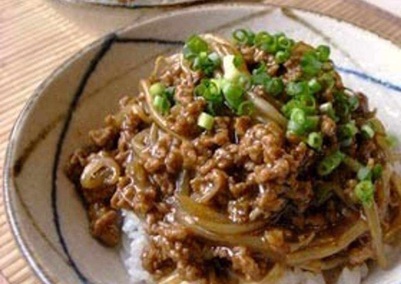 Rice Bowl with Spicy Bean Sprout and Ground Pork Miso