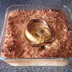 A picture of Homemade Apple and oat crumble 🍎.