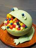 A Hungry Frog-Shaped Melon Bowl Dessert