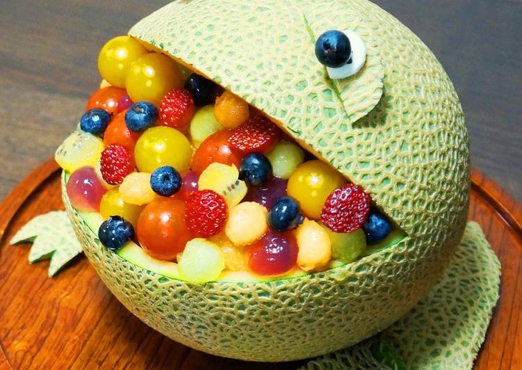 A Hungry Frog-Shaped Melon Bowl Dessert