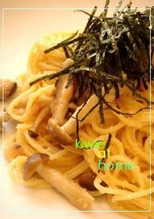 A picture of Delicious Tarako and Mushroom Spaghetti.