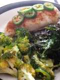 Baked Jalapeño Chicken and Broccoli with Kale Chips