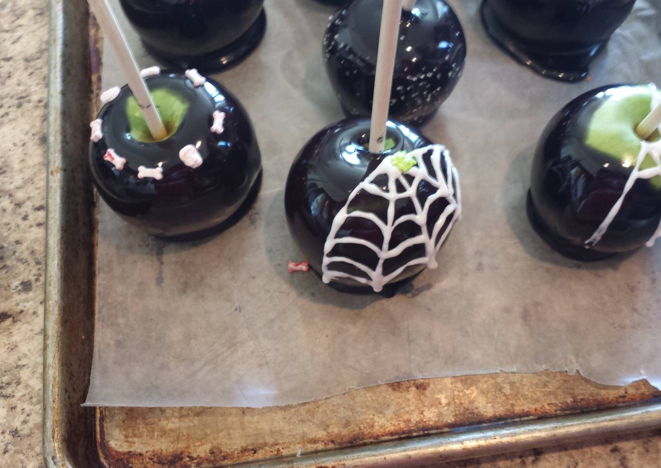 Caramel apples.