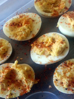 A picture of BEST ever deviled eggs.