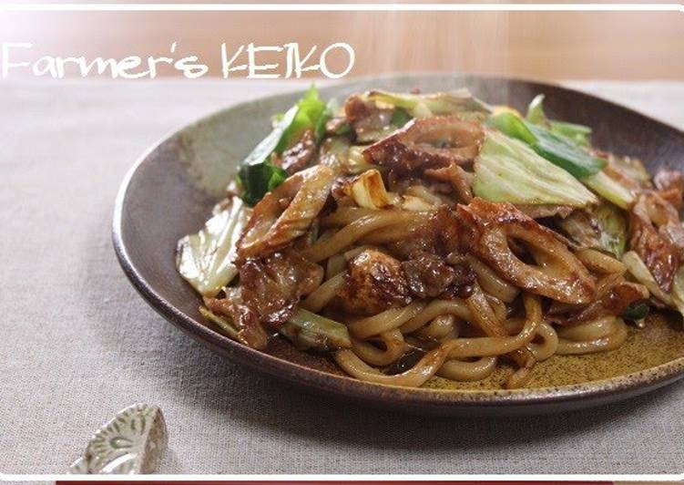[Farmhouse Recipe] Stir-fried Udon with Japanese Worcestershire-style Sauce