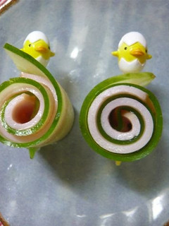 A picture of For Bentos: Cucumber and Ham Rollups.