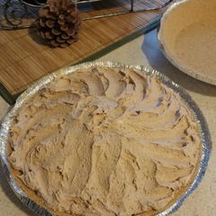 A picture of No bake- Hersey's Chocolate Candy Bar Pie.