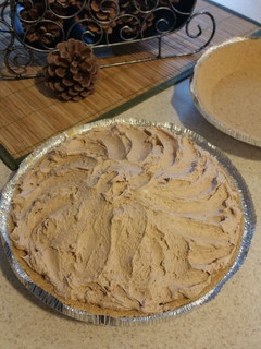 A picture of No bake- Hersey's Chocolate Candy Bar Pie.