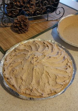 A picture of No bake- Hersey's Chocolate Candy Bar Pie.