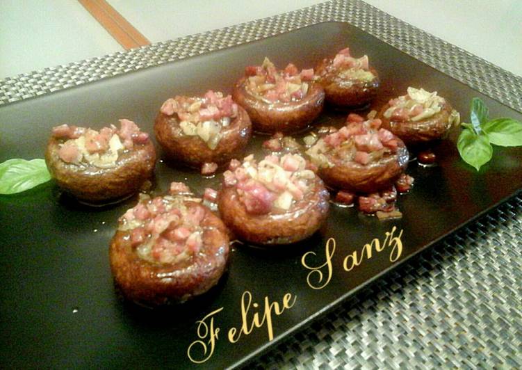 Y gambas jamon con champinones plancha a la