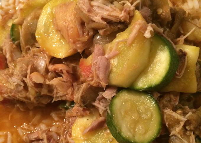 Crockpot CURRY CHICKEN WITH EGGPLANT AND SUMMER SQUASH