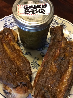 A picture of California Farm Fresh Mustard & Honey BBQ Sauce.