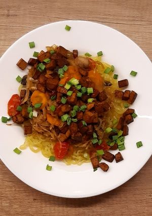 Zdjęcie przepisu Makaron konjack z tofu.