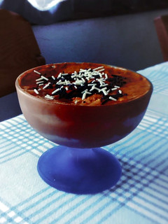 A picture of Chocolate Mousse Layered with Crushed Cookies.