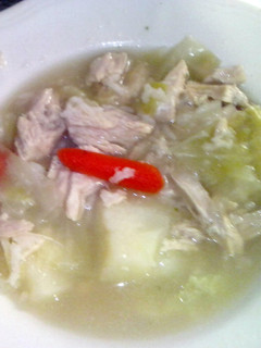 A picture of chicken soup.