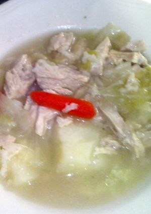 A picture of chicken soup.