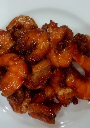 Hình của món Tôm Rim Ba Rọi.