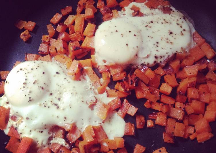 Simple Way to Make Favorite Sweet potato hashbrowns And eggs