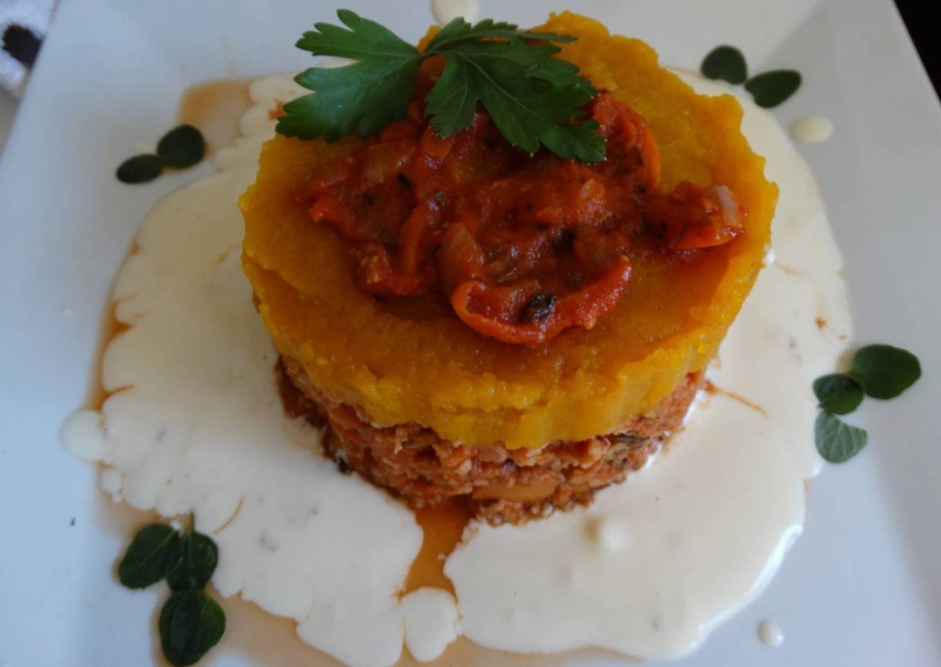 Pastel de calabaza con soja texturizada