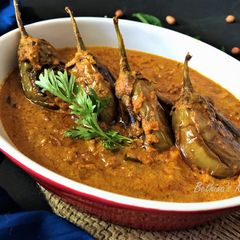 A picture of Bagara Baingan - (Eggplant Curry - Hyderabadi Style).