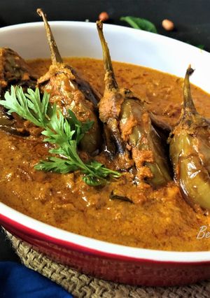 A picture of Bagara Baingan - (Eggplant Curry - Hyderabadi Style).