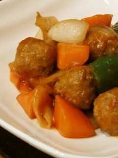A picture of Easy Sweet and Sour Pork Meatballs with Sweet New Harvest Onion.