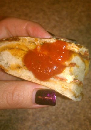 A picture of Turkey Pepperoni Stromboli.