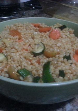 A picture of Spicy Couscous with veggies.