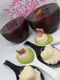Panna cotta con crema di fave e crema di mortadella