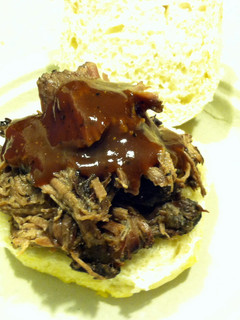 A picture of Pulled BBQ Beef with Homemade BBQ Sauce.