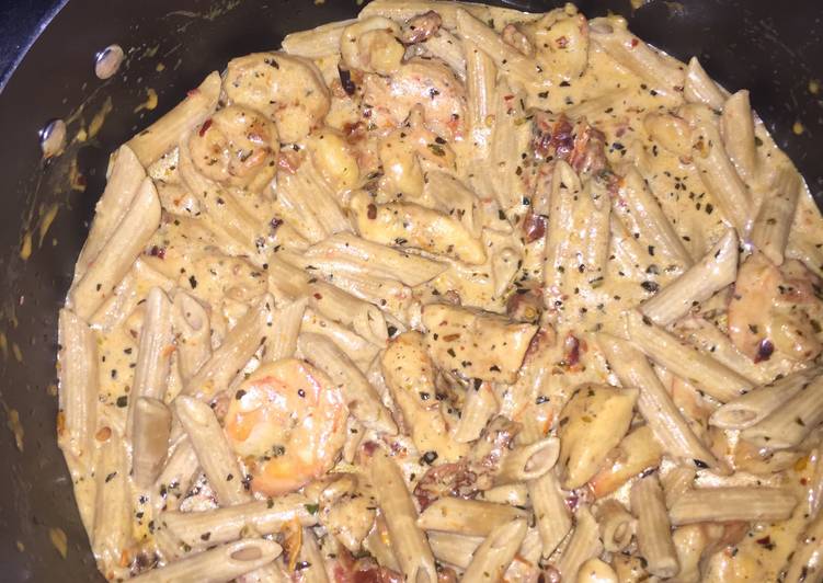 Recipe of Award-winning Chicken And Shrimp, Sun Dried Tomato Pasta