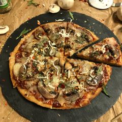 A picture of Mushroom Pizza.