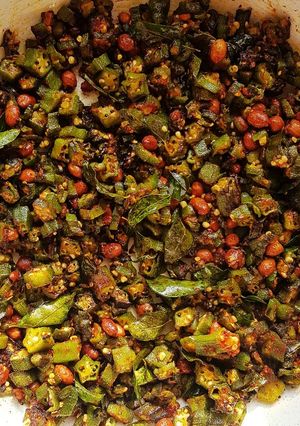 A picture of Okra Peanut Fry.