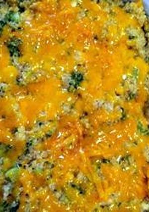A picture of Quinoa broccoli cheese casserole.