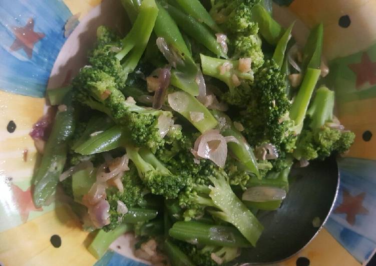Bumbu mengolah Brokoli buncis tumis bawang putih Lezat