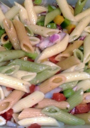 A picture of Tri Color Pasta Salad.
