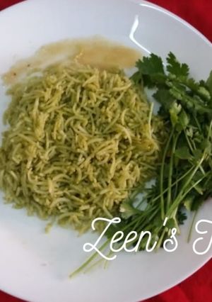 A picture of Coriander Chutney Rice.